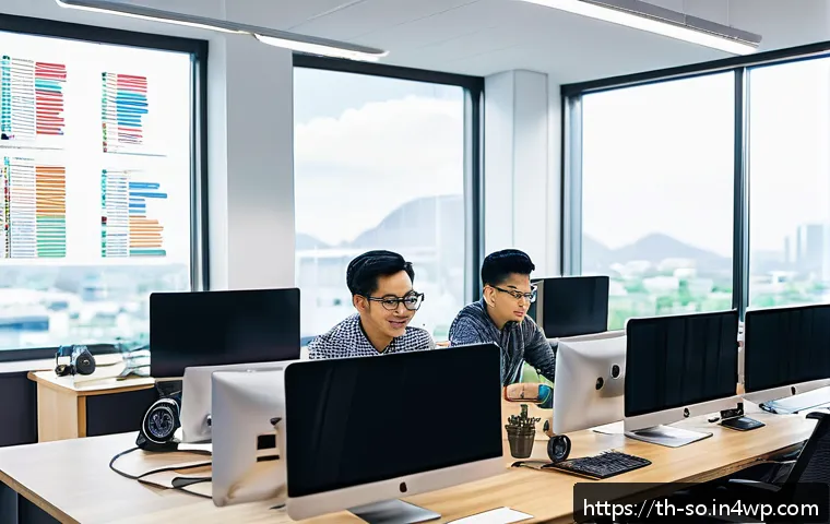 CI CD 파이프라인에서의 코드 리뷰 프로세스 - A modern software development team collaborating in a bright, spacious office filled with multiple m...