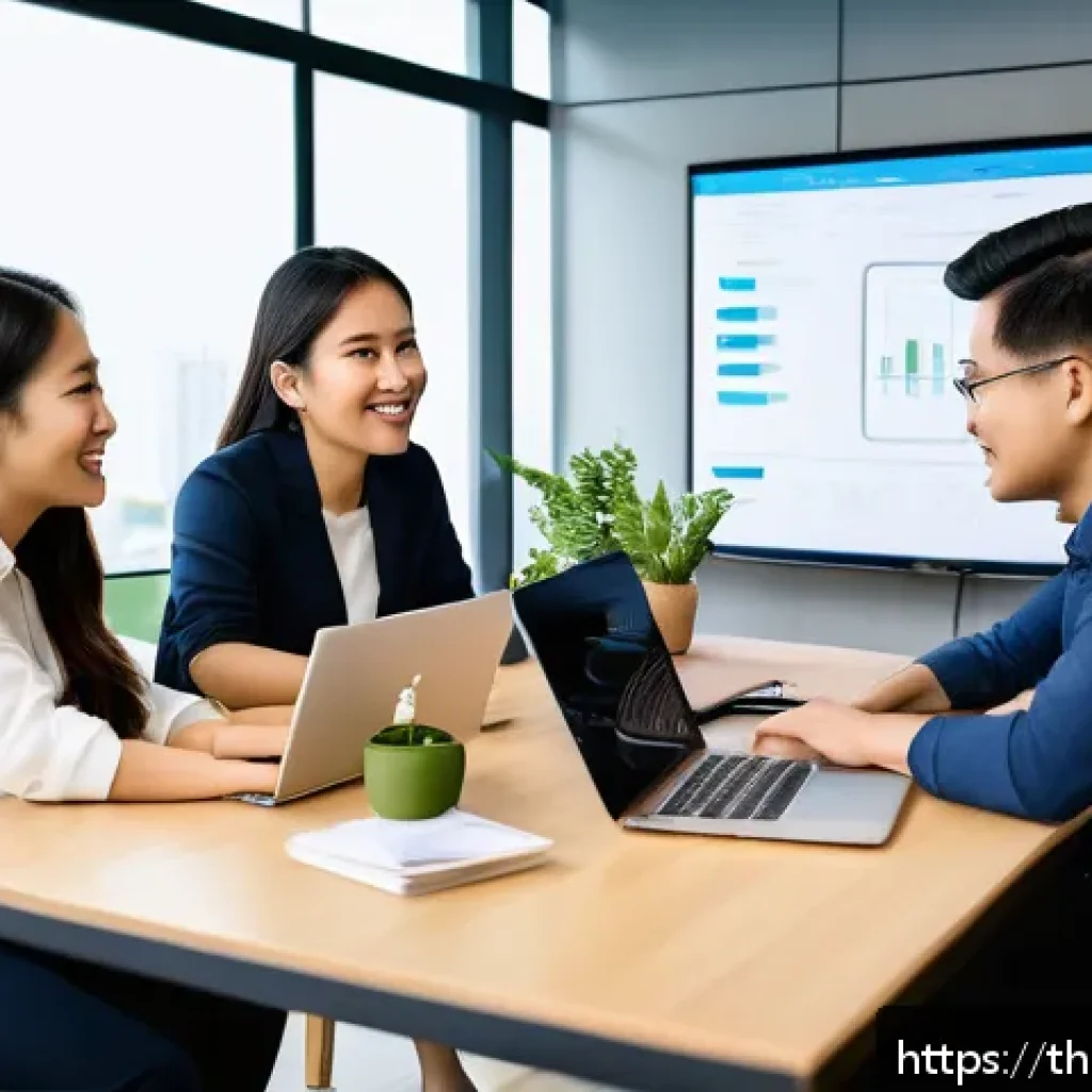 CI CD 파이프라인의 리더십 역할 - A diverse software development team collaborating in a modern open office environment in Bangkok, Th...